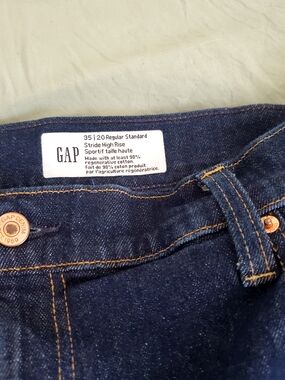 GAP Jeans Dark Indigo High-Rise with Gold Stitching